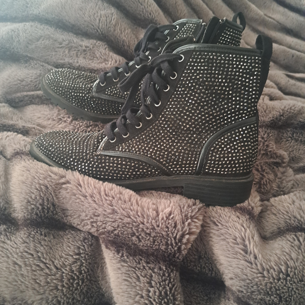 Madden Girl Black Studded Combat Boots